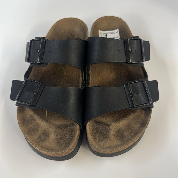 Used Papillo Black Double Strap Sandals women’s 38 narrow - Picture 2 of 6